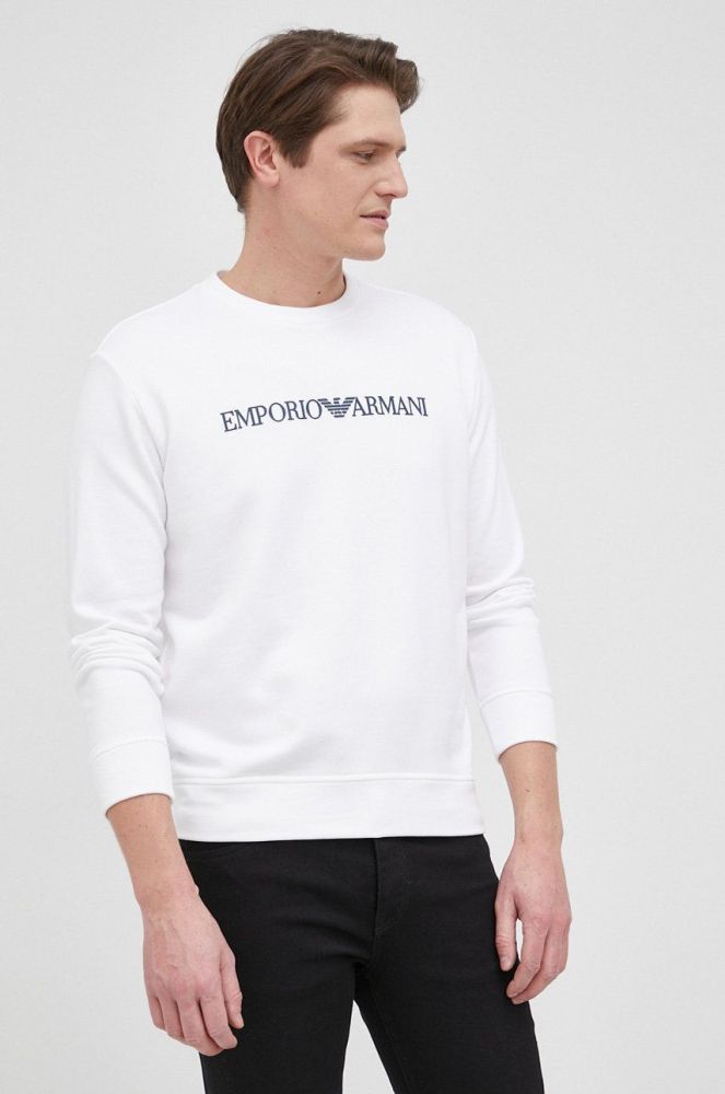 Кофта Emporio Armani чоловіча колір білий з принтом