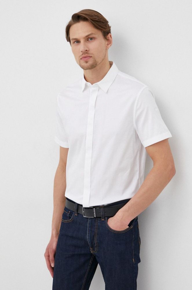 Сорочка Armani Exchange чоловіча колір білий slim класичний комір (2147367)