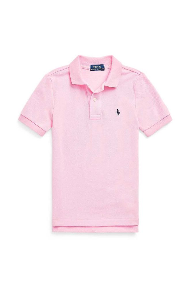 Дитяче бавовняне поло Polo Ralph Lauren колір рожевий однотонний (3093634)