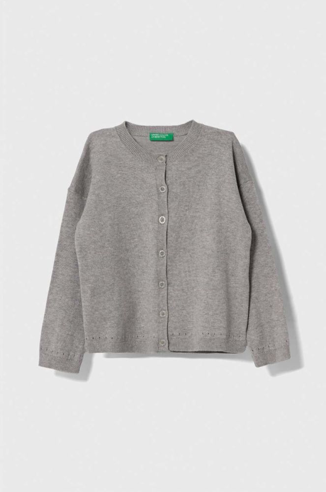Дитячий кардиган United Colors of Benetton колір сірий легкий