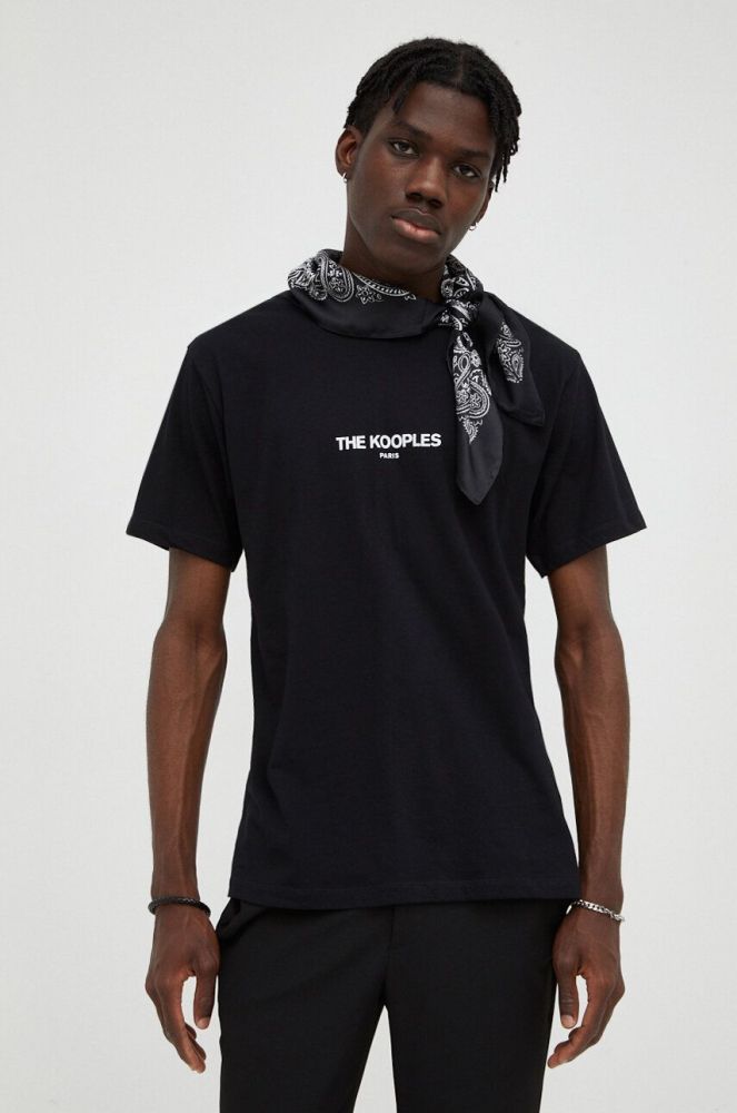 Футболка The Kooples чоловічий колір чорний з принтом