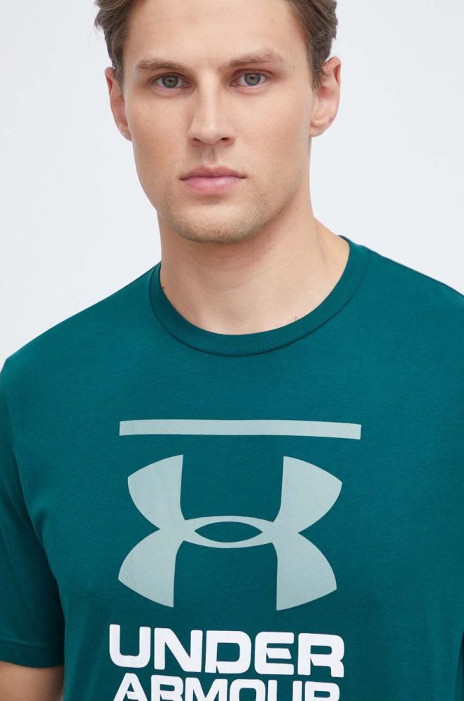 Функціональна футболка Under Armour колір зелений з принтом