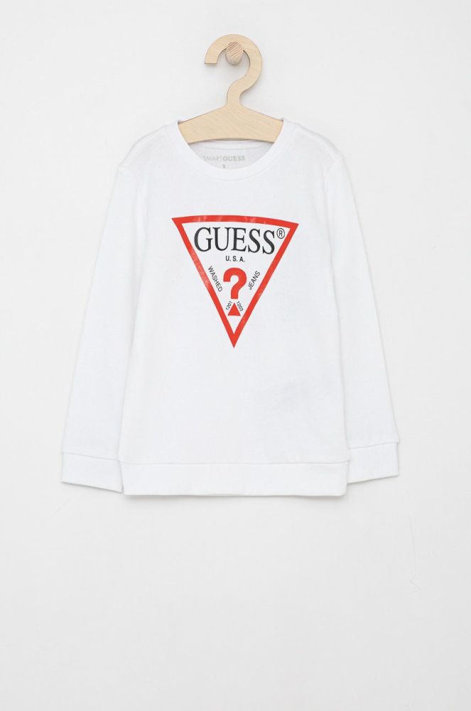 Дитяча кофта Guess колір білий з принтом