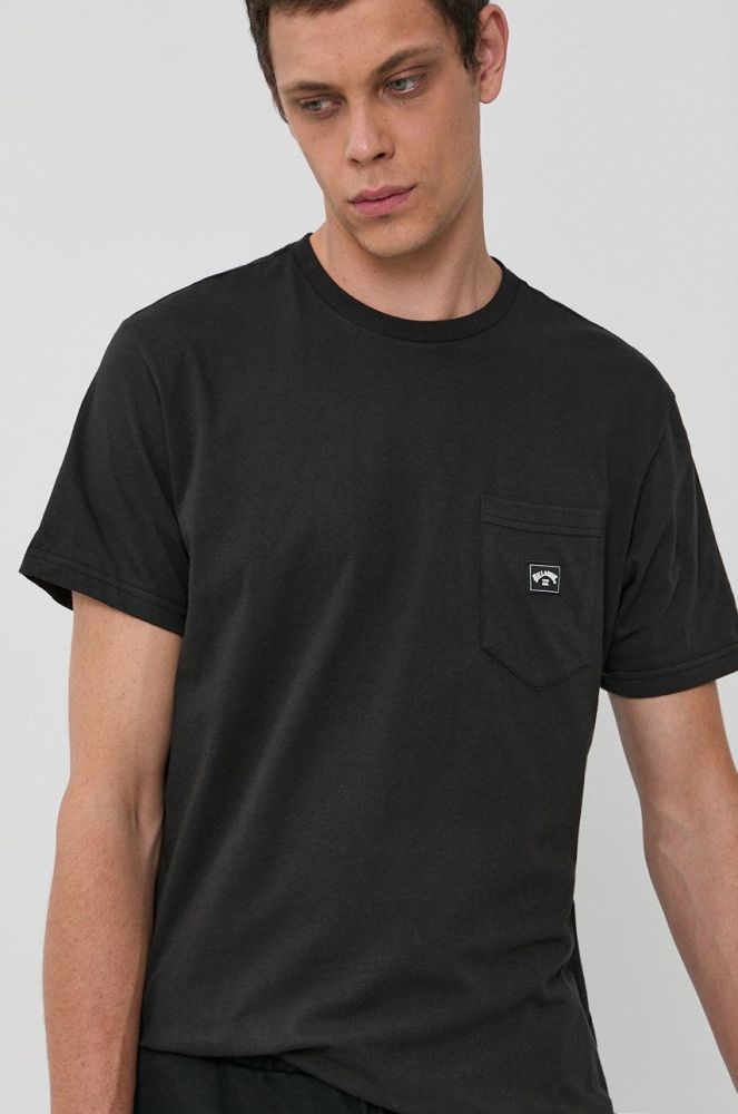 Бавовняна футболка Billabong колір чорний гладкий