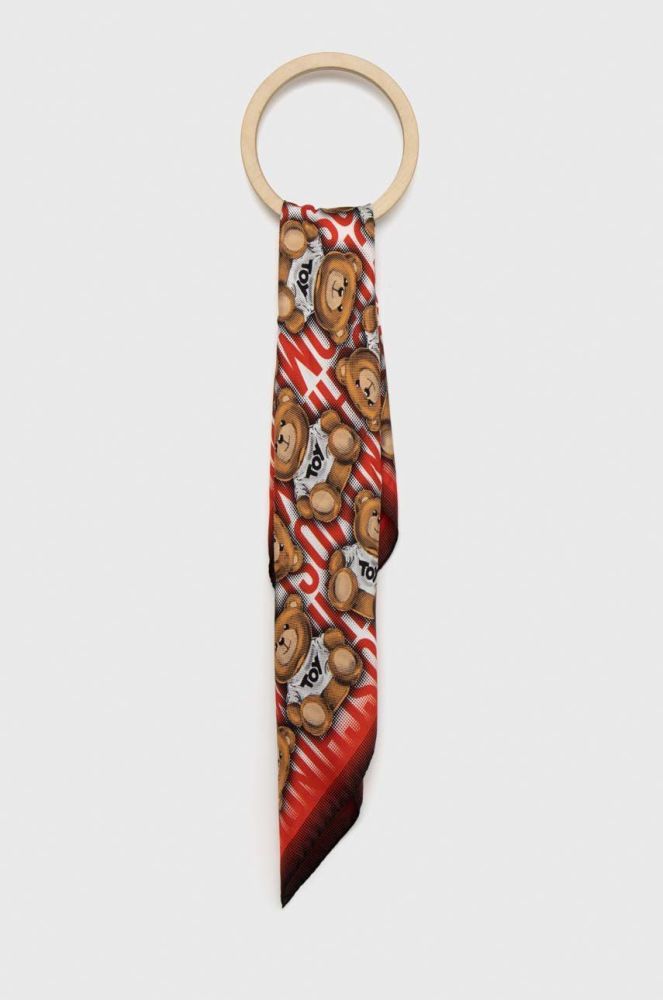 Шовкова хустка на шию Moschino колір червоний візерунок (2925128)