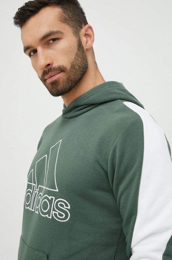 Кофта adidas Performance чоловіча колір зелений з аплікацією