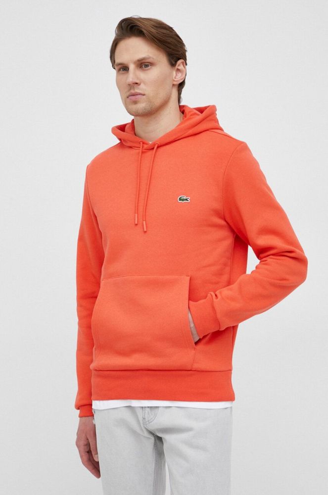 Кофта Lacoste чоловіча колір фіолетовий з капюшоном однотонна SH9623-031