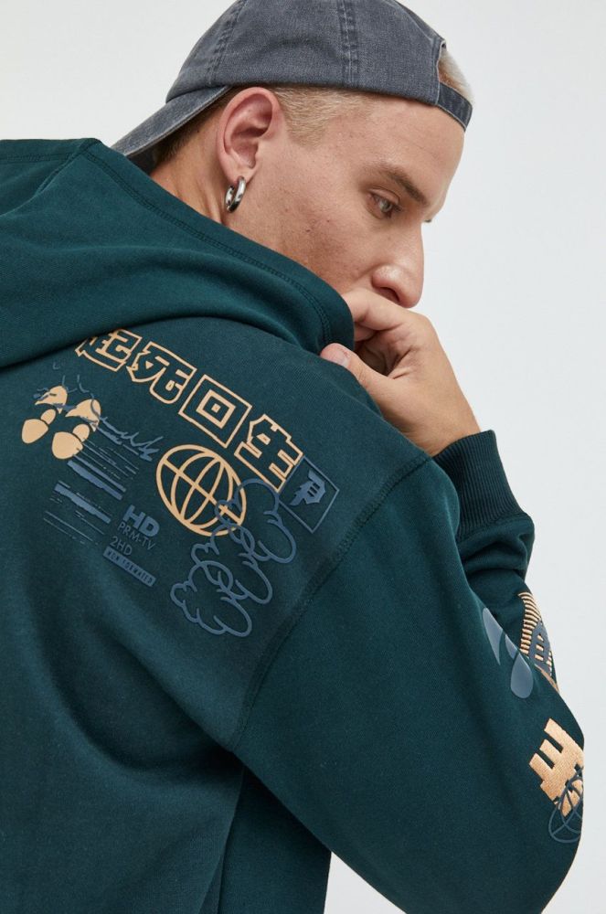 Кофта Primitive чоловіча колір зелений з капюшоном з аплікацією