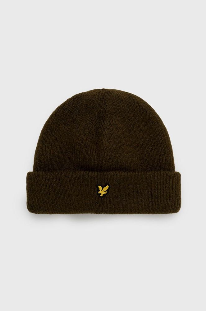 Шапка Lyle & Scott колір зелений з товстого трикотажу