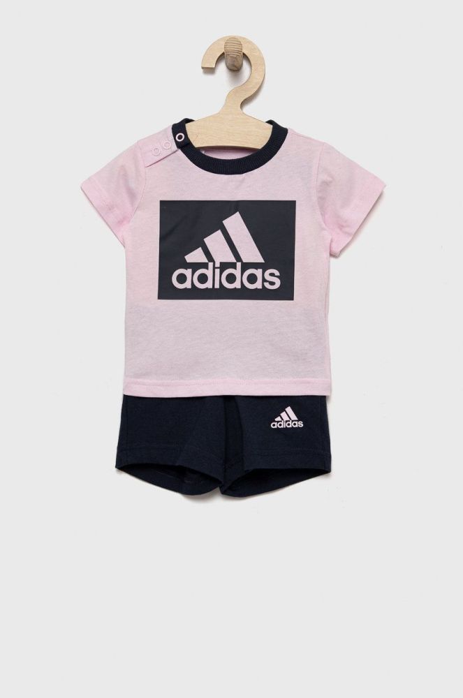 Дитячий бавовняний комплект adidas колір рожевий