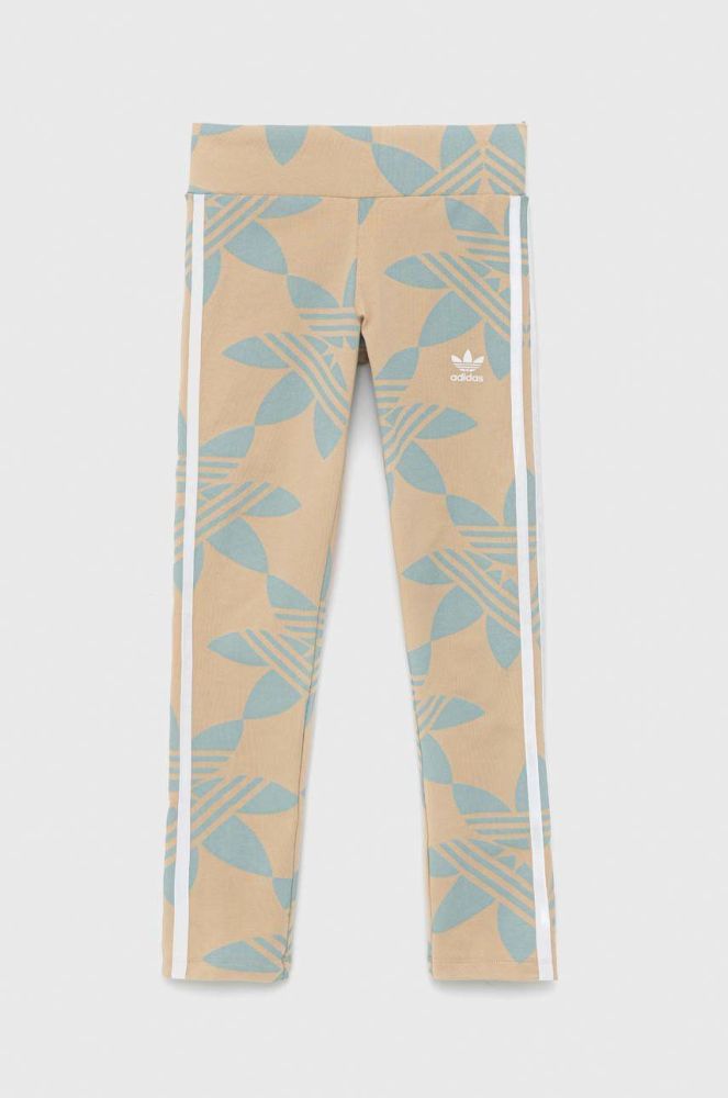 Дитячі легінси adidas Originals колір бежевий візерунок