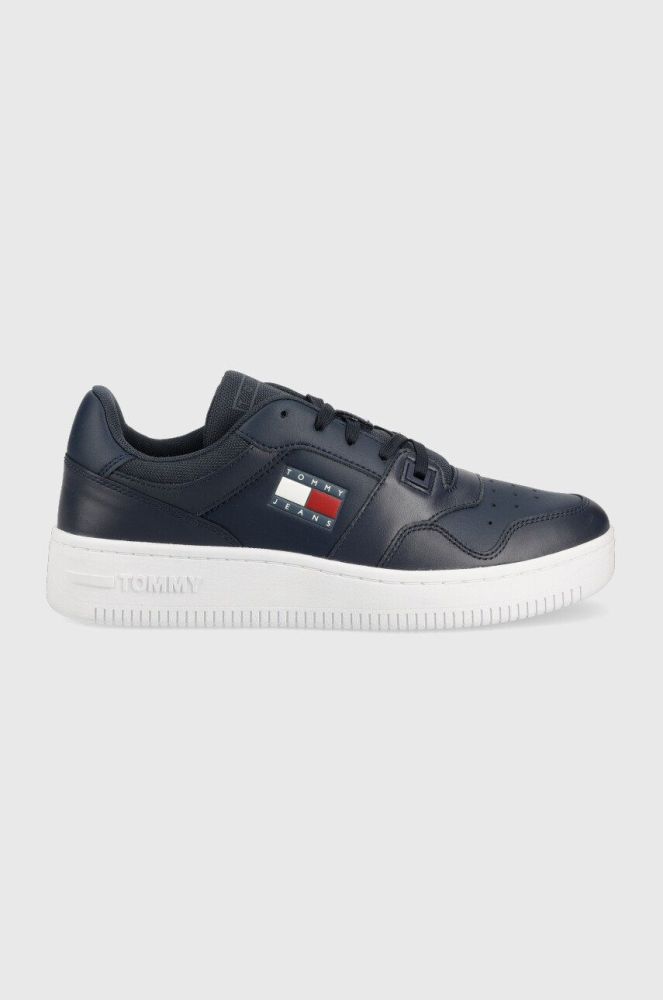 Шкіряні кросівки Tommy Jeans Retro Basket Tjm Ess колір синій