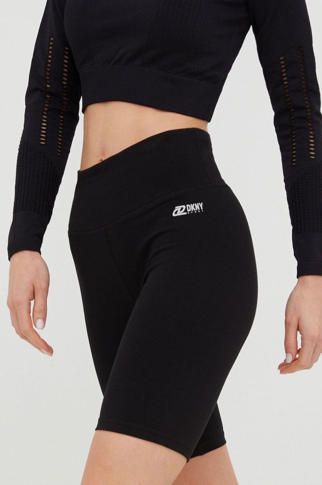 Шорти Dkny жіночі колір чорний однотонні висока посадка (2830505)