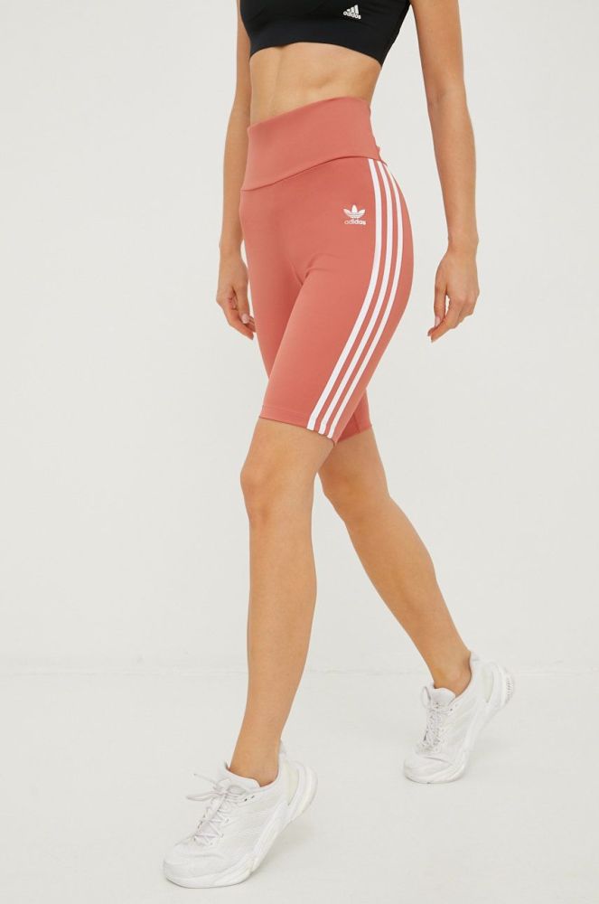 Шорти adidas Originals жіночі колір помаранчевий з аплікацією висока посадка HL6770-MAGEAR
