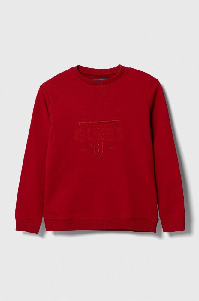 Дитяча бавовняна кофта Guess колір червоний з аплікацією (3559336)