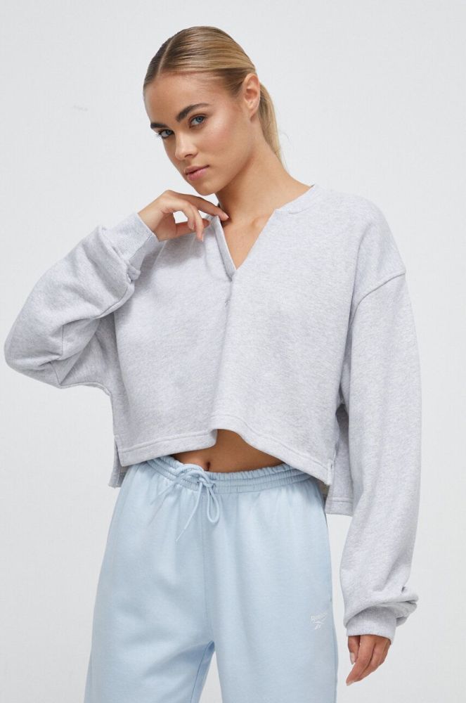 Бавовняна кофта Reebok Classic жіноча колір сірий меланж (3574099)
