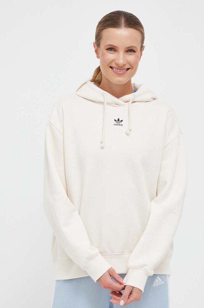 Кофта adidas Originals жіноча колір бежевий з капюшоном однотонна (3359821)
