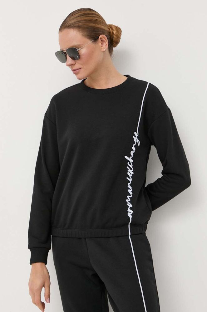 Кофта Armani Exchange жіноча колір чорний з принтом (3362327)