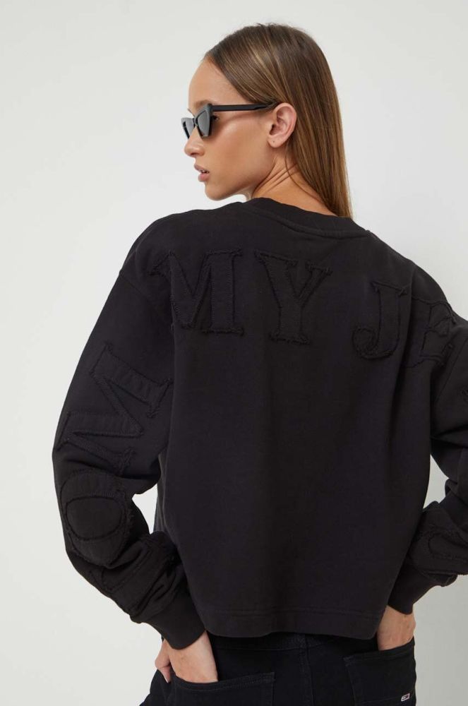 Бавовняна кофта Tommy Jeans жіноча колір чорний однотонна (3510030)
