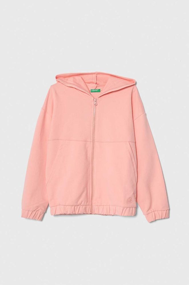 Дитяча кофта United Colors of Benetton колір рожевий з капюшоном однотонна (3390178)