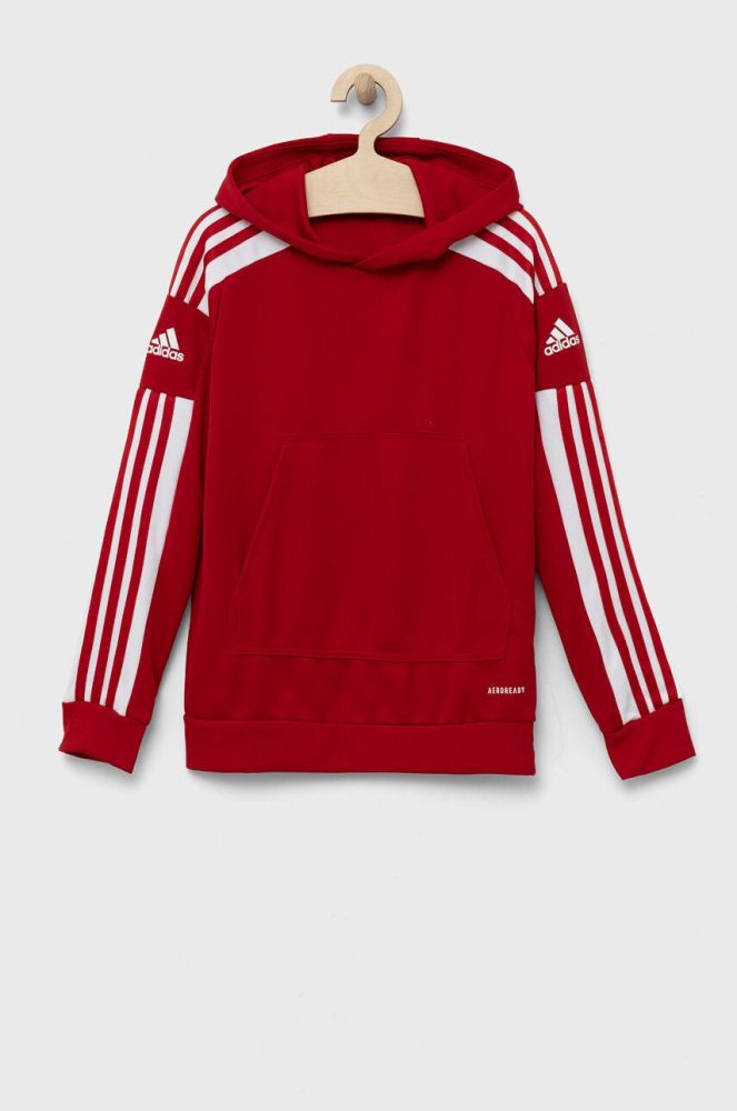 Дитяча кофта adidas Performance колір червоний з капюшоном візерунок