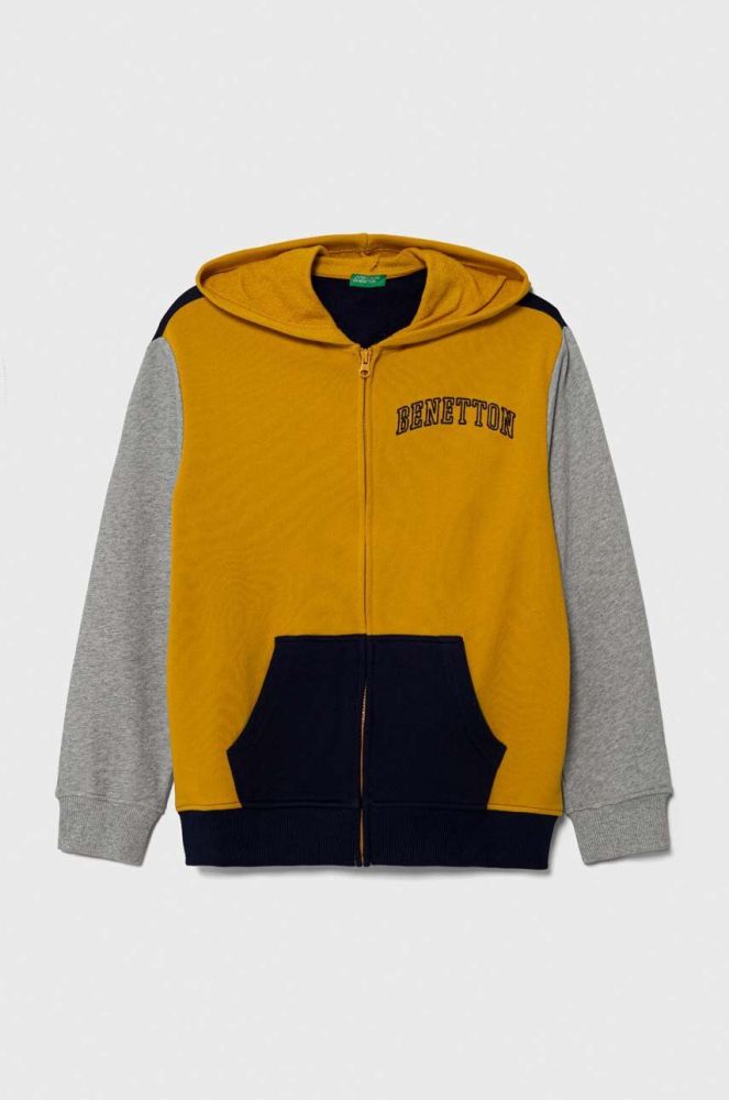 Дитяча бавовняна кофта United Colors of Benetton з капюшоном візерунок колір барвистий (3390503)