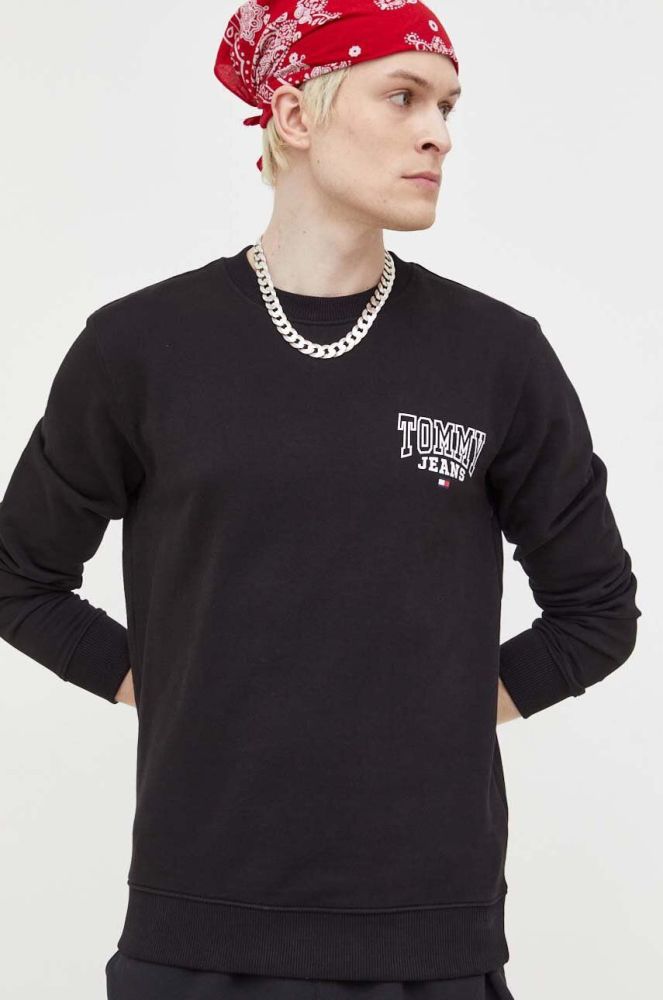 Бавовняна кофта Tommy Jeans чоловіча колір чорний з принтом (3281798)