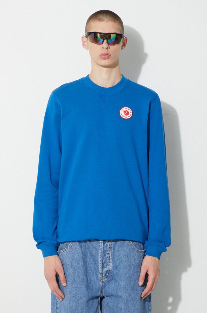 Бавовняна кофта Fjallraven 1960 Logo чоловіча  однотонна колір блакитний
