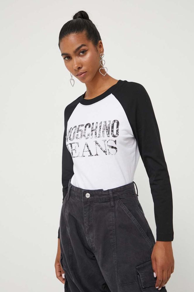 Бавовняний лонгслів Moschino Jeans колір чорний