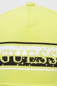 Дитяча бавовняна кепка Guess колір зелений однотонна