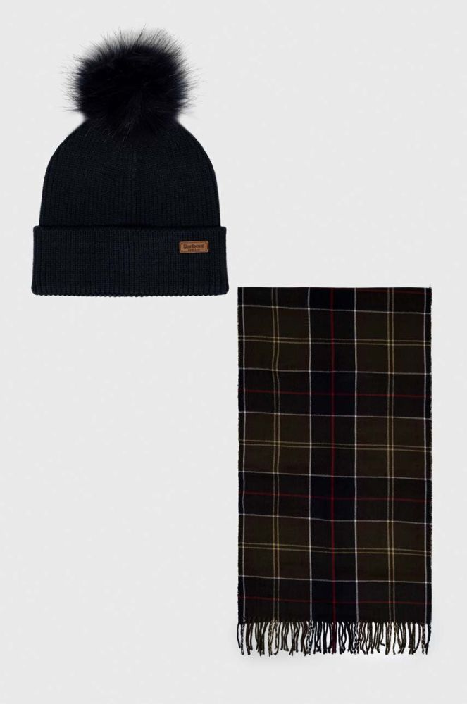 Шапка і шарф Barbour колір синій (3550214)