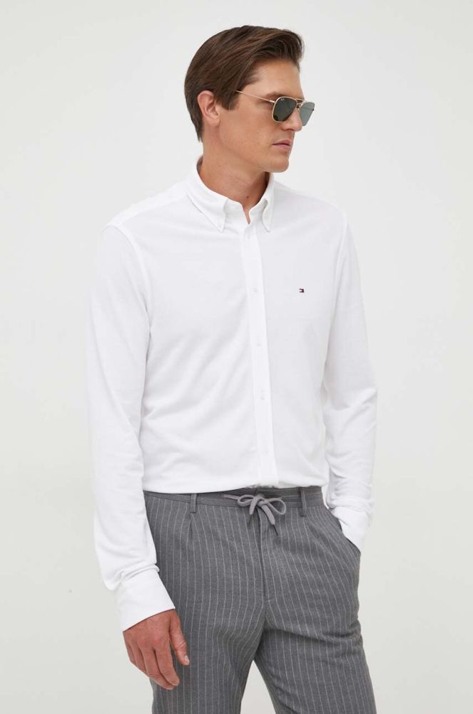 Сорочка Tommy Hilfiger чоловіча колір білий slim комір button-down (3372723)