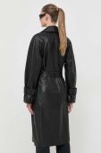 Шкіряний плащ Luisa Spagnoli жіночий колір чорний перехідний