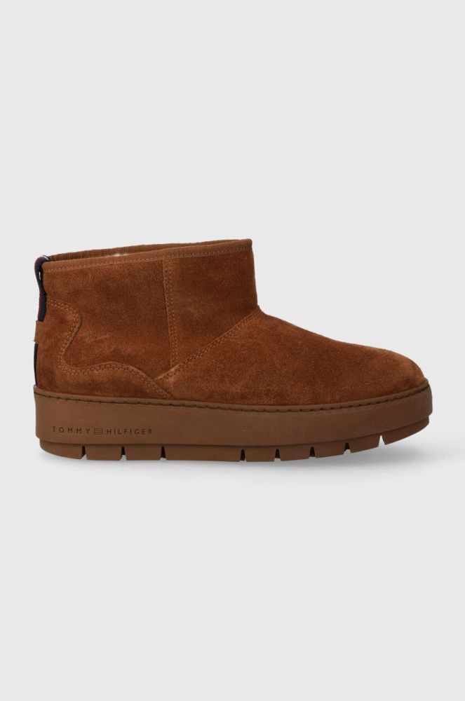 Замшеві чоботи Tommy Hilfiger COOL SUEDE SNOWBOOT колір коричневий FW0FW07662