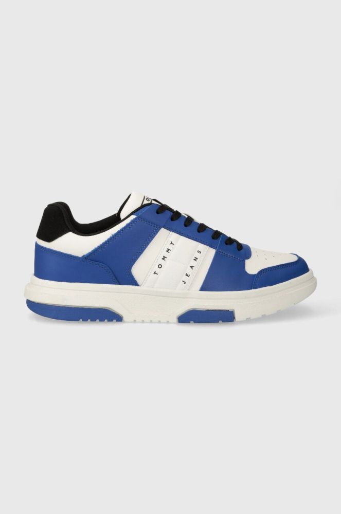 Шкіряні кросівки Tommy Jeans TJM LEATHER CUPSOLE 2.0 EM0EM01283 колір блакитний