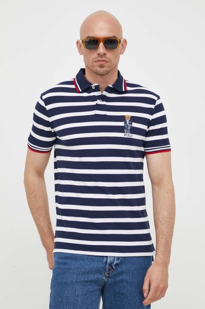 Бавовняне поло Polo Ralph Lauren колір синій візерунок (3260008)