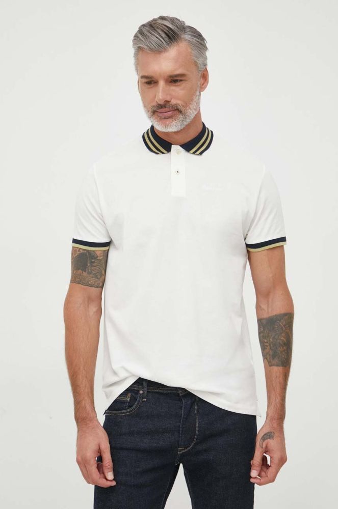 Бавовняне поло Pepe Jeans LARRY колір бежевий з аплікацією