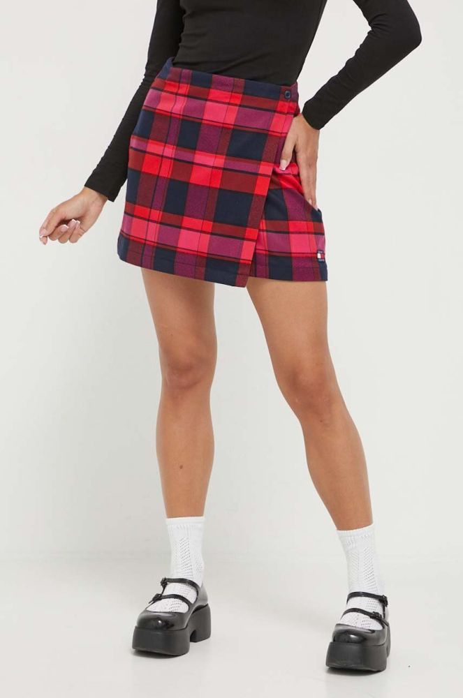 Спідниця Tommy Jeans колір червоний mini пряма