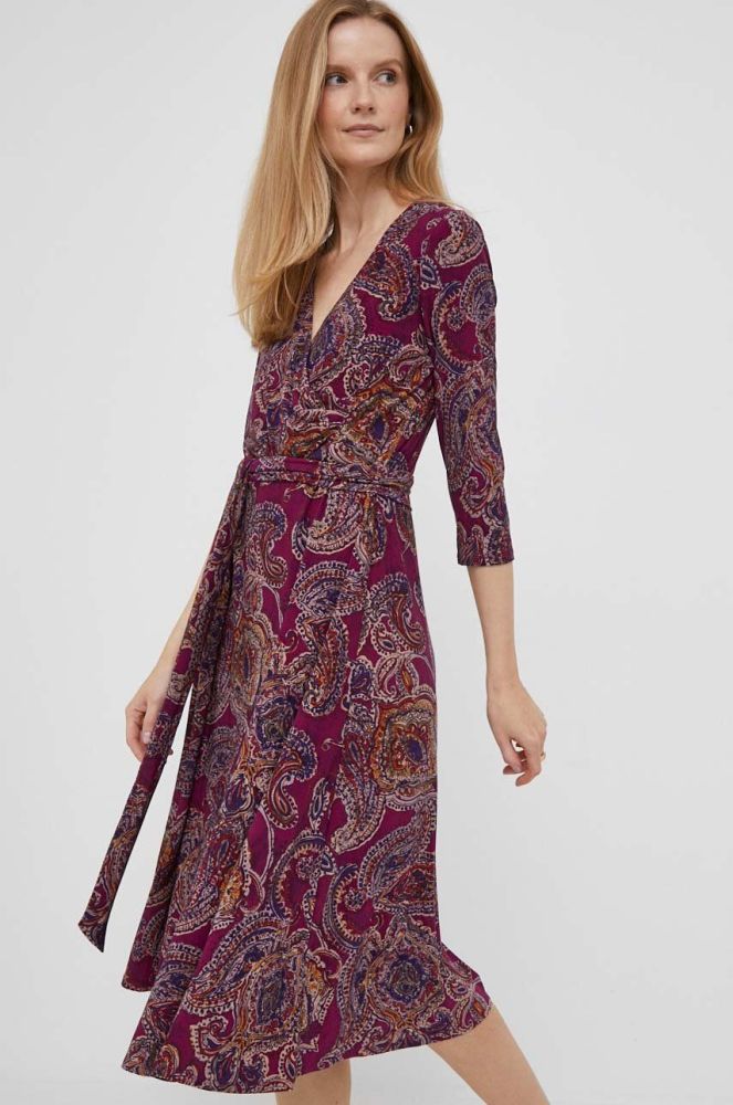 Сукня Lauren Ralph Lauren колір рожевий midi розкльошена (3347305)