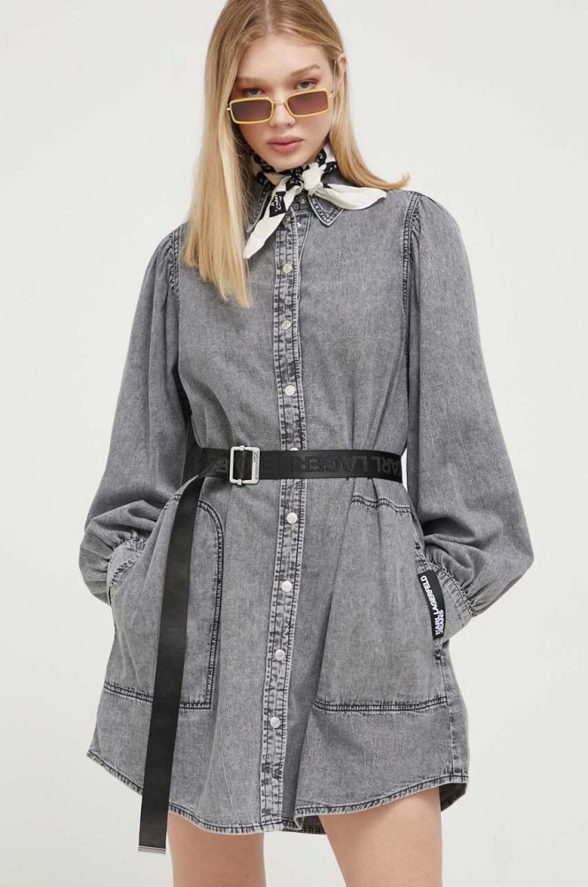 Джинсова сукня Karl Lagerfeld Jeans колір сірий mini oversize