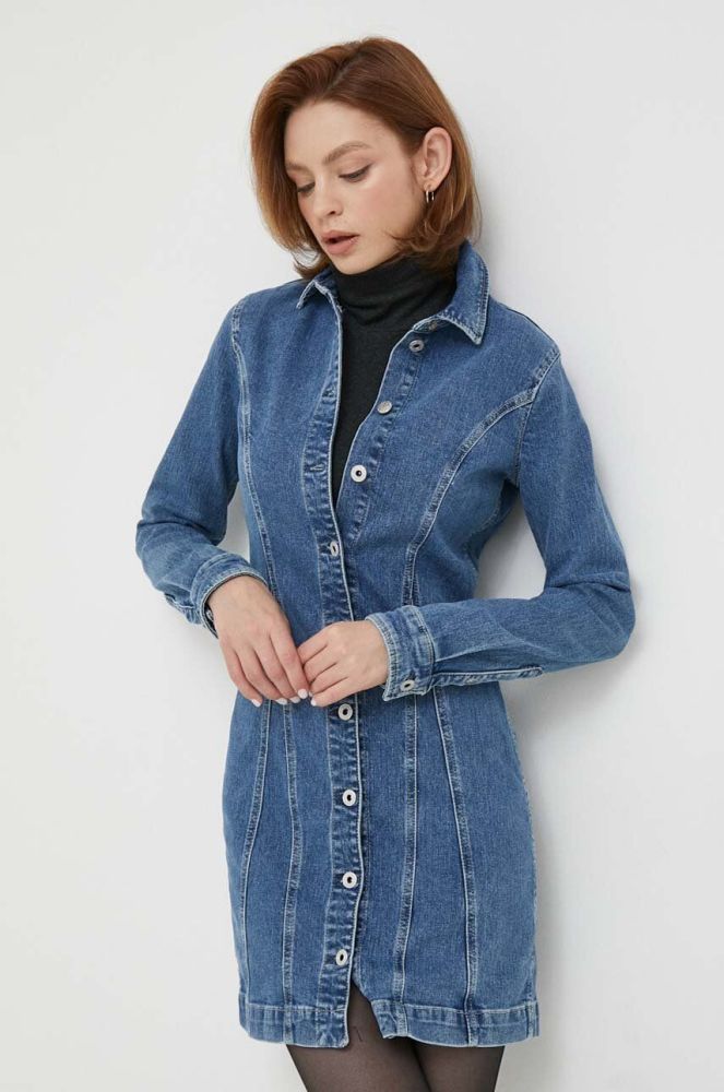Сукня Pepe Jeans YONI mini розкльошена колір блакитний