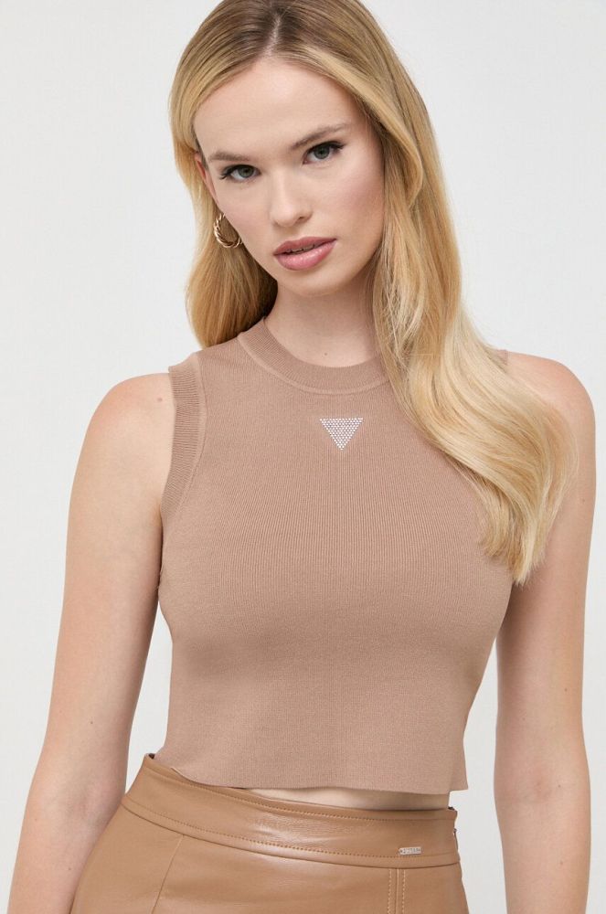 Топ Guess жіночий колір коричневий (3497949)