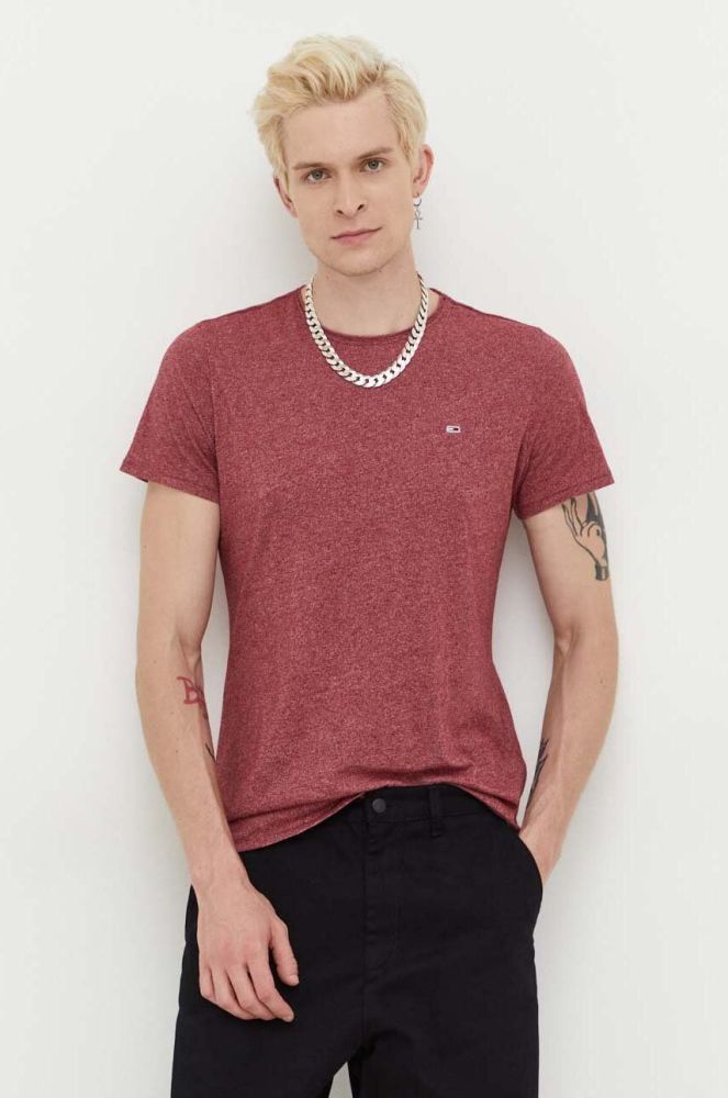 Футболка Tommy Jeans чоловічий колір бордовий меланж (3542997)
