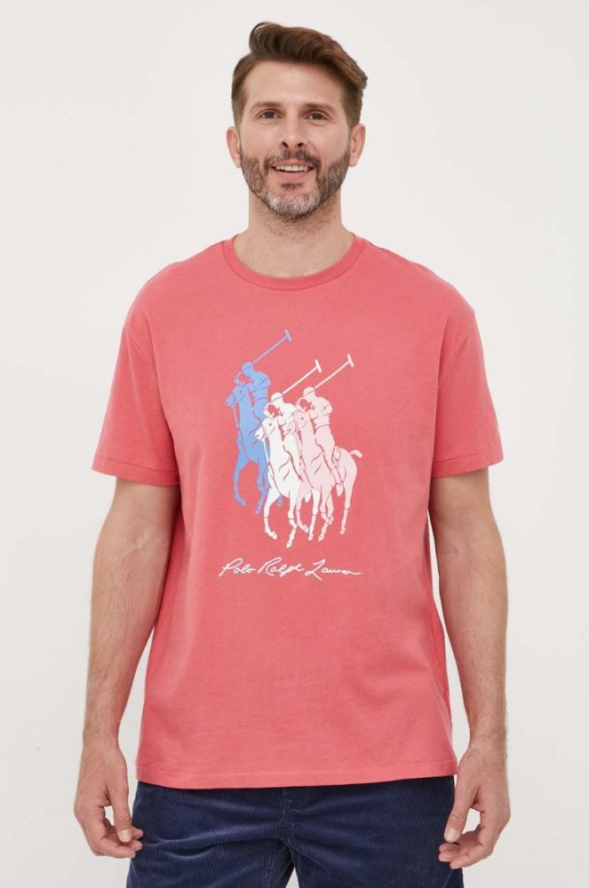 Бавовняна футболка Polo Ralph Lauren колір червоний з принтом