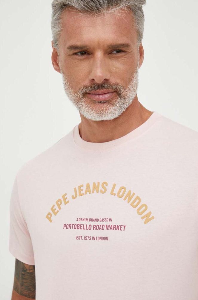 Бавовняна футболка Pepe Jeans Waddon колір рожевий з принтом (3405896)