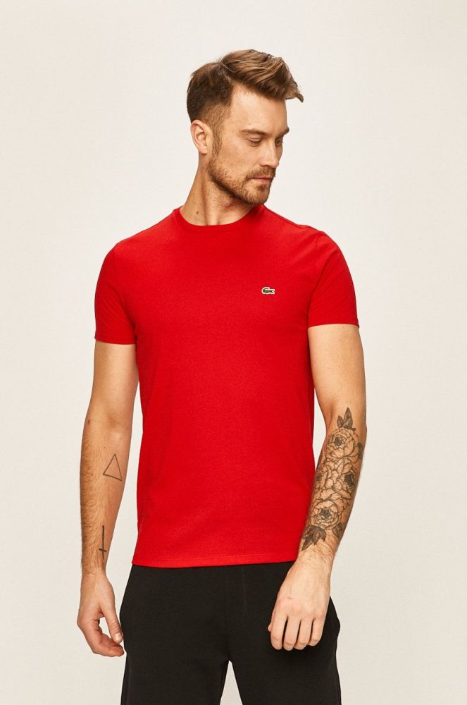 Бавовняна футболка Lacoste колір червоний однотонний TH6709-001.