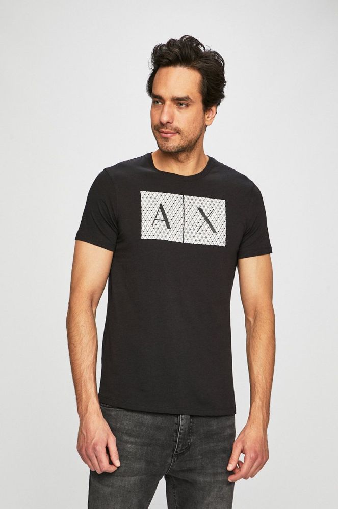 Бавовняна футболка Armani Exchange колір чорний з принтом (155364)