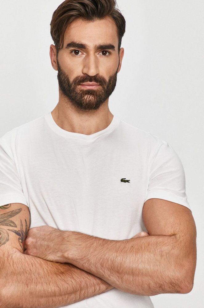 Бавовняна футболка Lacoste колір білий однотонний TH2038-166
