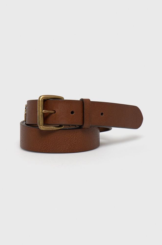 Шкіряний ремінь Polo Ralph Lauren чоловічий колір коричневий (1436191)