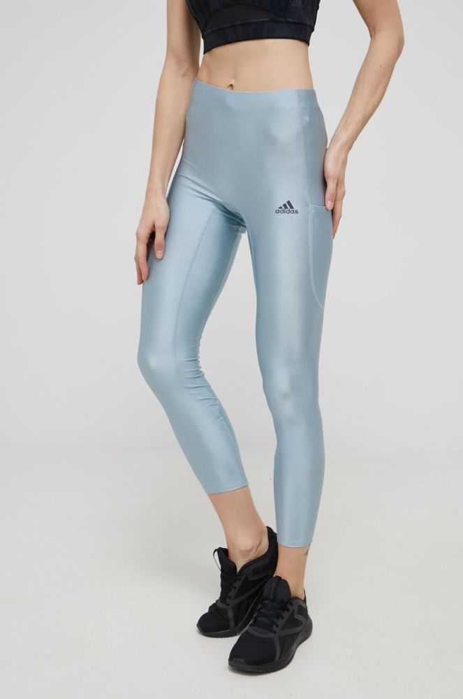 Легінси adidas Performance HF1981 жіночі однотонні колір блакитний